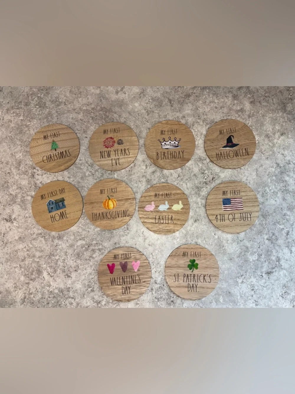 “My First” Milestone/Holiday Wooden Disc Set
